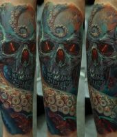 czaszka ośmiornica tatuaż