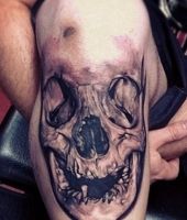 czaszka tatuaż, goleń