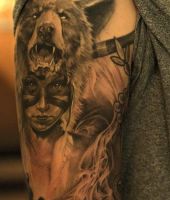 niedżwiedż indianin tatuaż