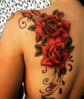 red flower tattoo